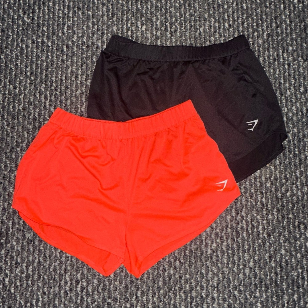 Gymshark Women's Black and Orange Athletic Shorts